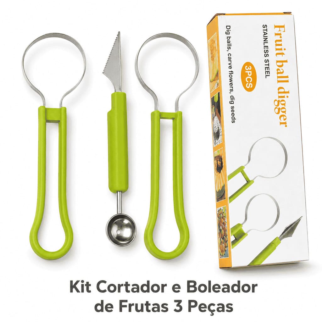 Kit 3 Peças decorar Bolear e Cortar Removedor de Sementes