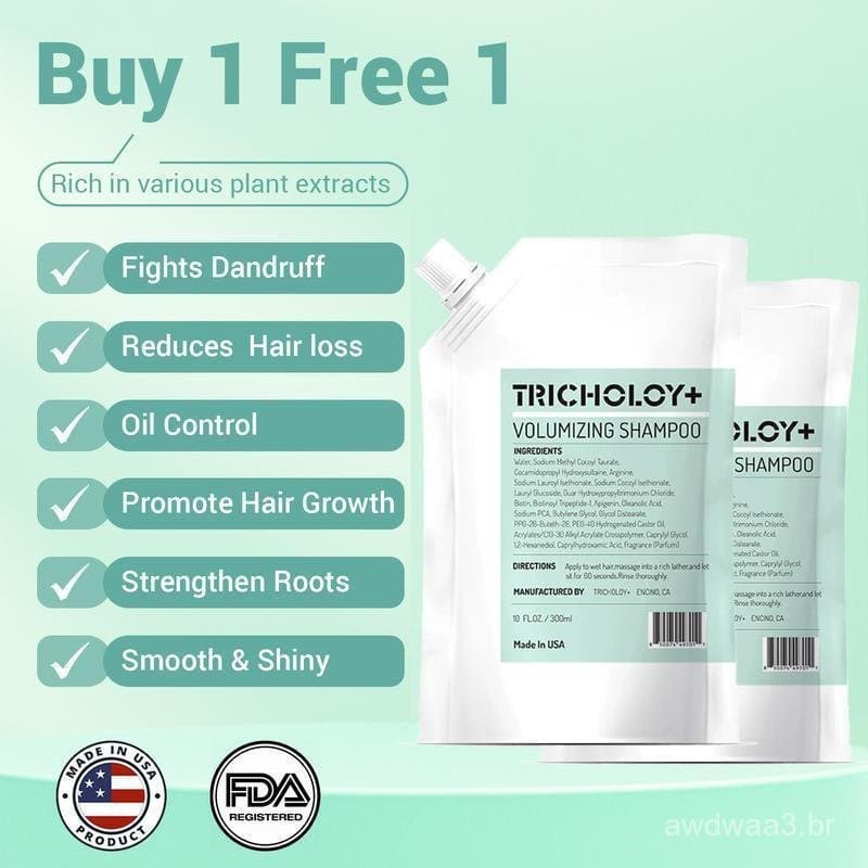 [OFERTA Compre 1 Leve 2] Tricholoy+ Shampoo Antiqueda e Volumizante |   Biotina, Arginina e Ácido Oleanólico |   Fortale