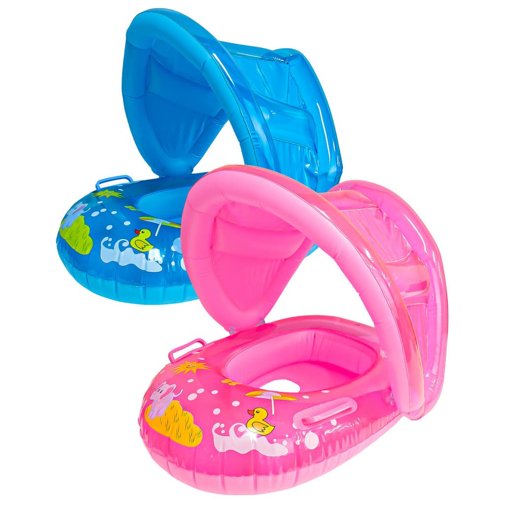 Boia Inflável Infantil com Cobertura Assento e Alças para Piscina 66x55cm PVC Resistente