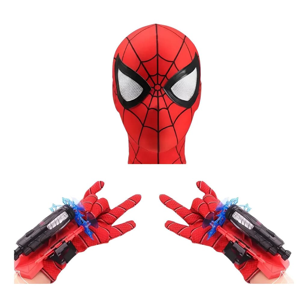 Kit 2 Luva Homem Aranha Lança Teia + Máscara De Pano Gratis CONFORTAVEL PREMIUM