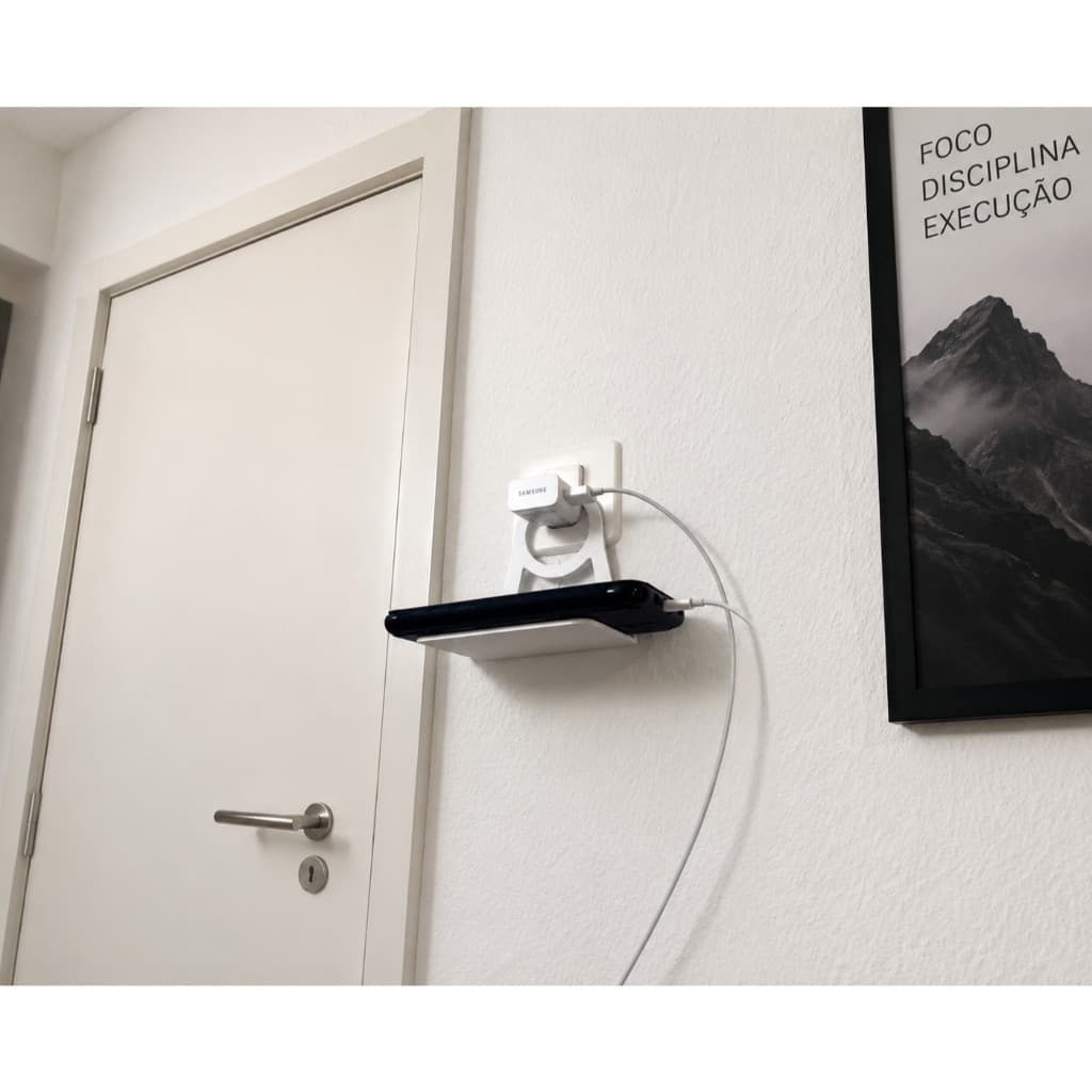 Suporte de Parede para Celular com Carregamento | Organizador de Carregador e Smartphone | Impressão 3D