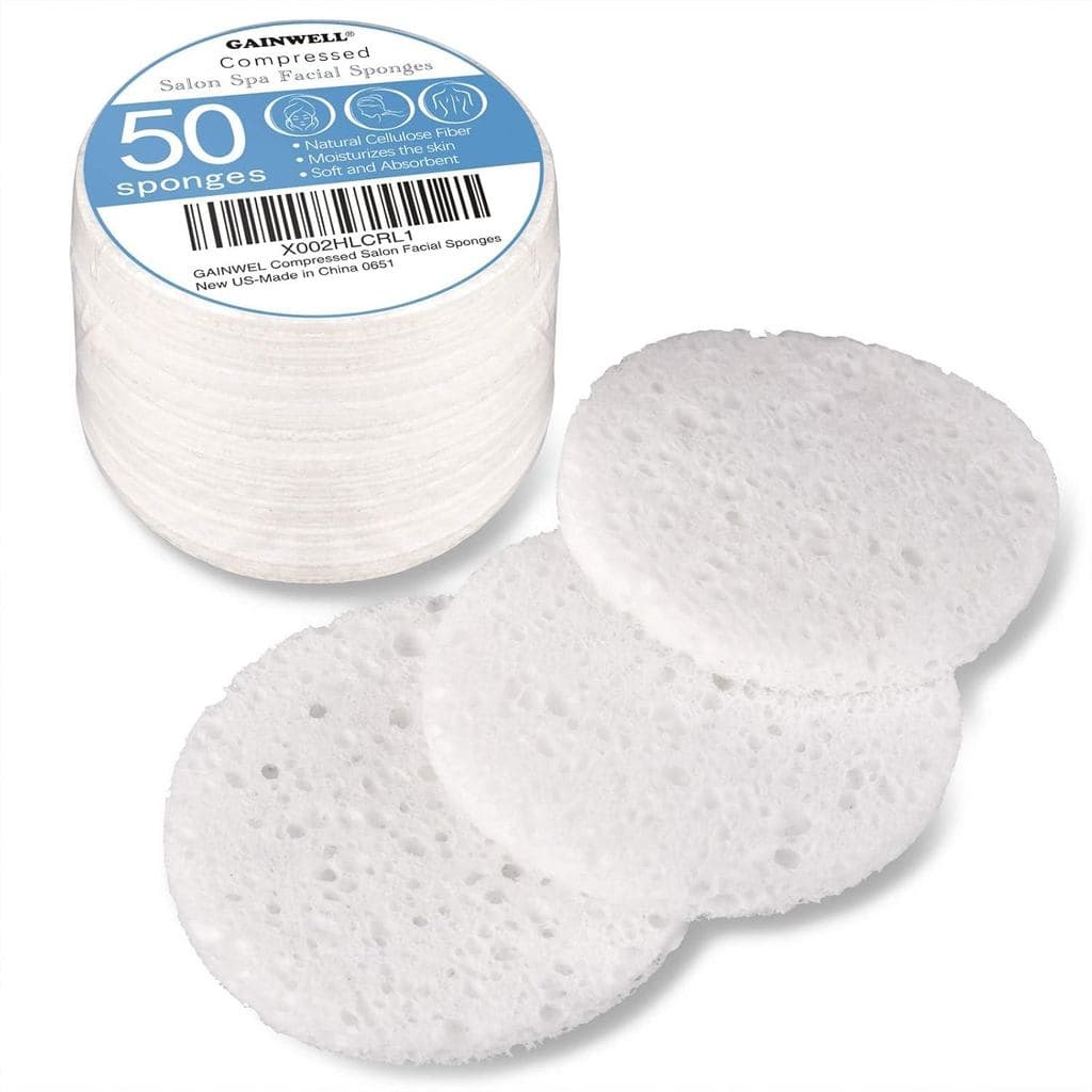 Esponja Facial Comprimida, 50 Unidades, GAINWELL Celulose Branca 100% Natural, Esponjas Cosméticas para Spa para Limpeza