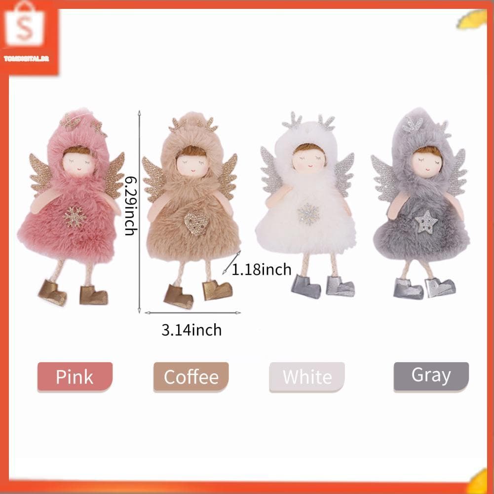 Tomdigital.br XIXIAN Anjo com Asas Pingentes Ornamento Árvore de Natal Pendurado Sinal Feliz Natal Decorações DIY