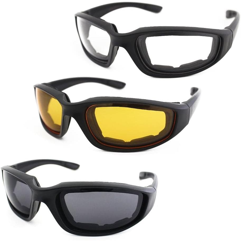 3 pares de óculos de ciclismo para motocicleta óculos acolchoados anti-ultravioleta anti-poeira à prova de vento óculos