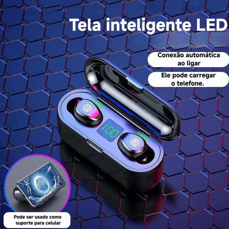 F9 fone de ouvido Bluetooth toque com display de energia intra-auricular verdadeiro display Digital sem fio fone de ouvi