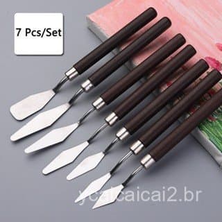 7Pçs Paleta De Faca De Aço Inoxidável Mista Para Pintura A Óleo / Espátula Raspador vivaloja_viva