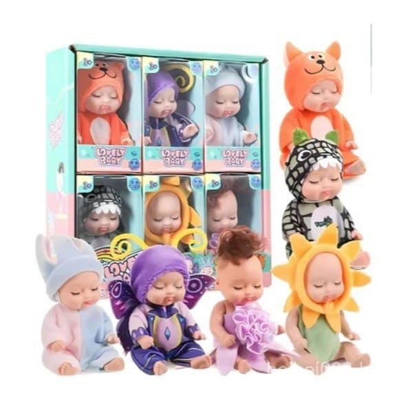Kit Com 3/6/12 Mini Bonecas Bebe Reborn 11cm Realismo Miniatura Com Fantasias