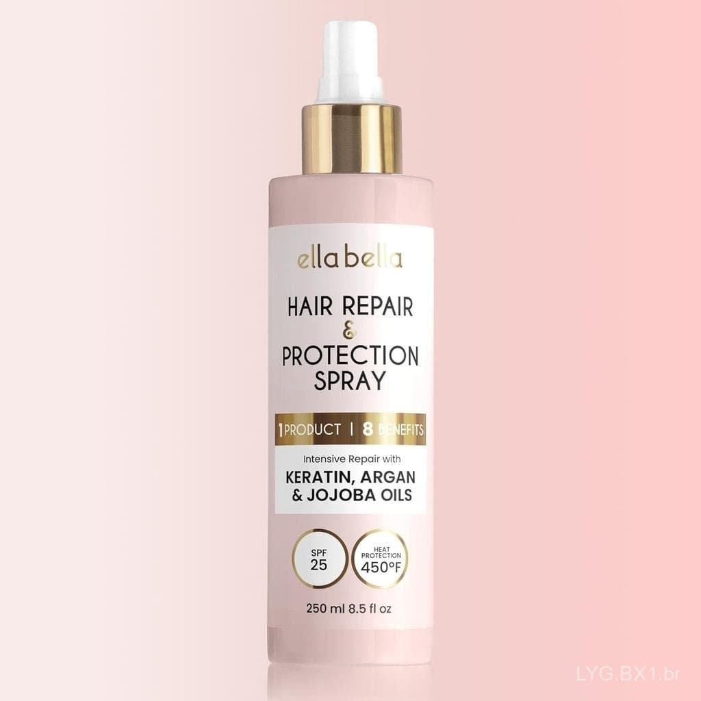 ELLA BELLA ®️   Spray Protetor Térmico Tudo-em-1 para Cabelo • Repara, Protege e Nutre com Proteção UV • Fórmula Livre d