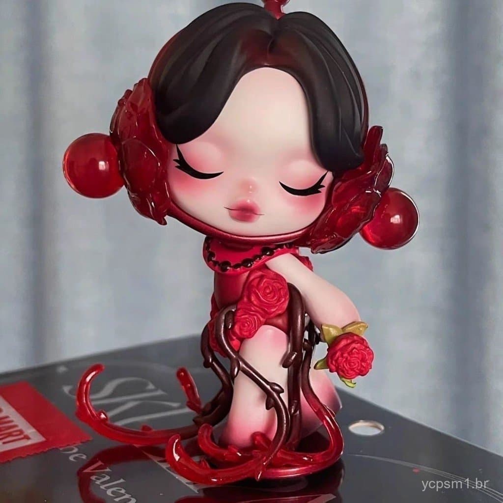 Figura de Menina Vermelha, Preta e Branca da Bubble Mart, Edição Limitada, Presente para o Dia dos Namorados