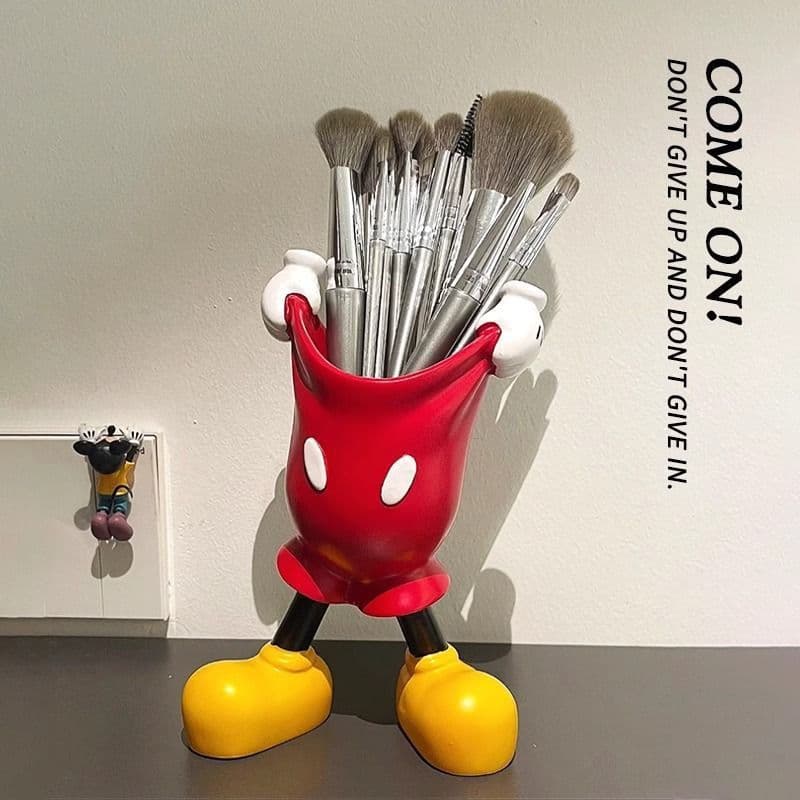 Porta-canetas em formato de luva do Mickey Mouse, fofo, estilo anime, desenho animado, material de escritório, decoração