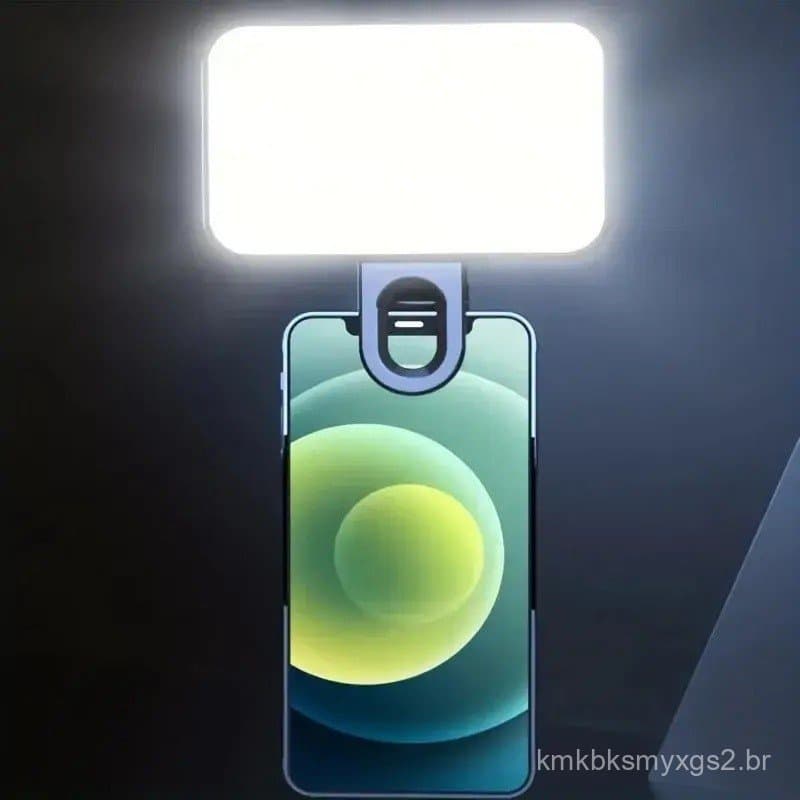 Luz LED para Selfie, Portátil, Regulável, Encaixa em Telefone e Câmera, Recarregável, Luz de Preenchimento, para Celular