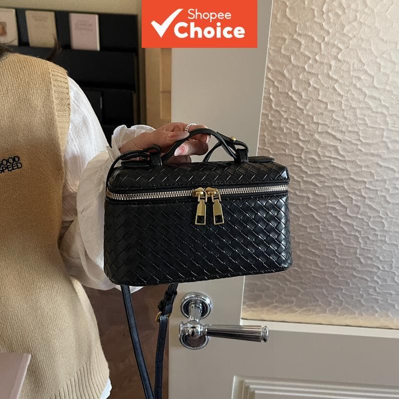 Bolsa tiracolo de palha elegante e versátil, bolsa box de grande capacidade, bolsa quadrada pequena casual retrô