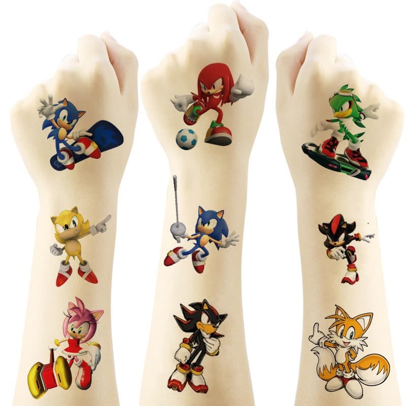 O Novo Adesivo De Tatuagem Temporária À Prova D'água Sonic The Hedgehog Para Lembrancinhas De Festa Infantil (Enviado Al
