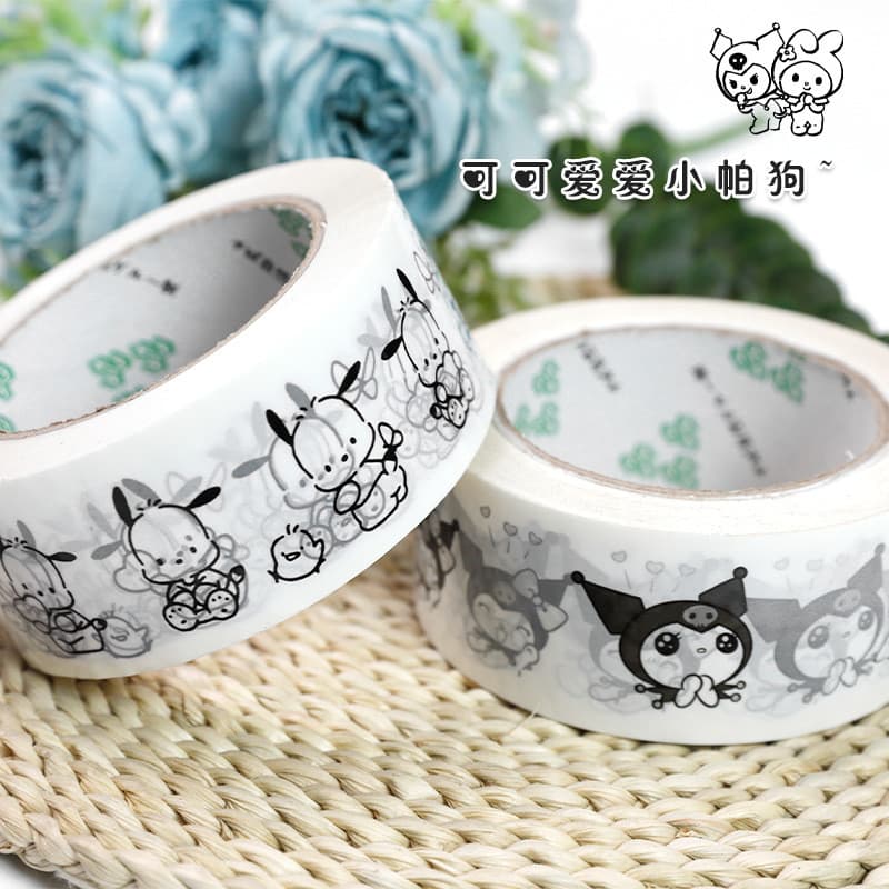 ((Fita de palha) Preto Branco Fita de embalagem simples Filhote de cachorro Cute Snoopy Cartoon Fita de vedação 4.5cm26.