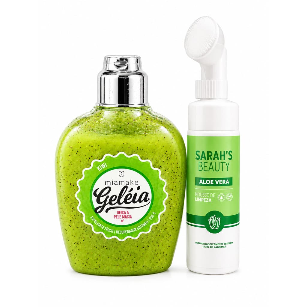 Kit Limpeza Facial Geleia Esfoliante com Mousse Facial Aloe vera