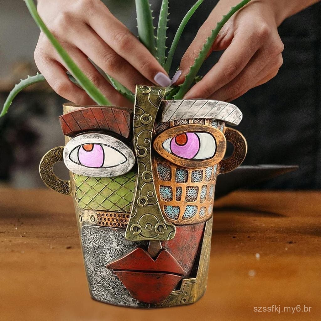 Vasos de Plantas em Forma de Rosto Abstrato, Vaso de Plantas em Forma de Cabeça Único para Plantas de Interior, Vaso de