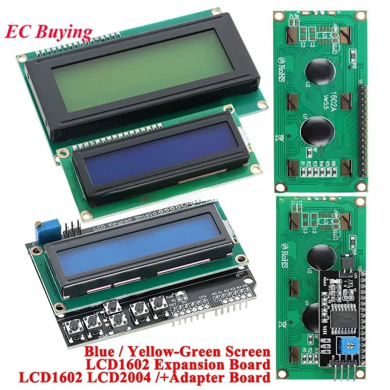 LCD1602 1602A LCD2004 2004 Módulo De Exibição LCD 16x2 20X4 Azul/Amarelo Tela Verde Luz Negra Teclado Escudo Adaptador P