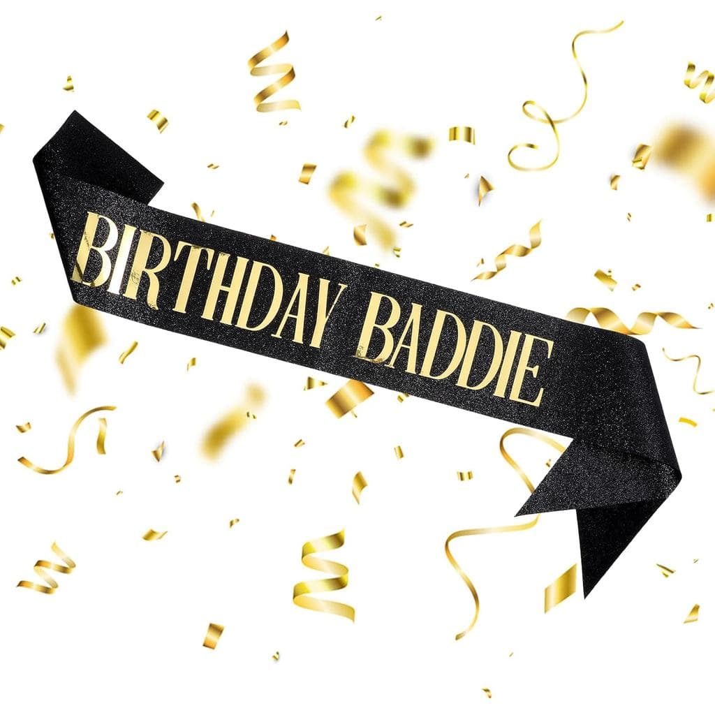 'Birthday Baddie', Faixa de Aniversário para Mulheres, Faixas Engraçadas, Faixas de Festa Ajustáveis com Alfinete