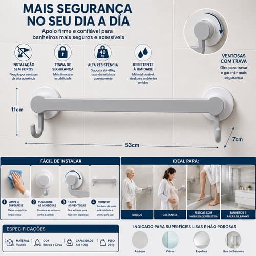 Suporte Multiuso Banheiro Cozinha Autoadesivo Resistente Branco Organizador Facilitador