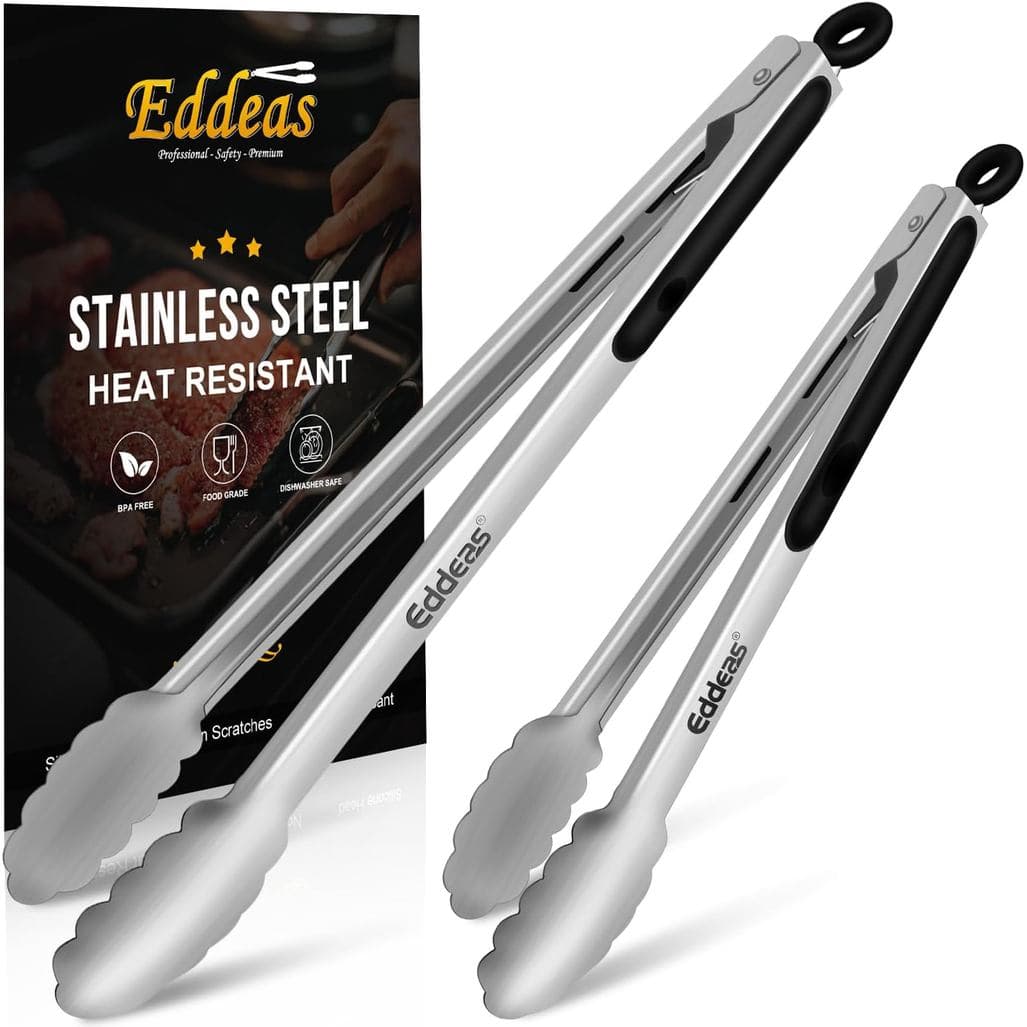 Pinças para Grelhar Eddeas, Pinças para Churrasco - Pinças de Cozinha Extra Longas de 12" e 17 Polegadas, Resistentes ao