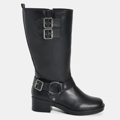 Bota Feminina Via Marte Cano Alto Montaria Com Fivelas Zíper Confortável Preto Original  035017-01