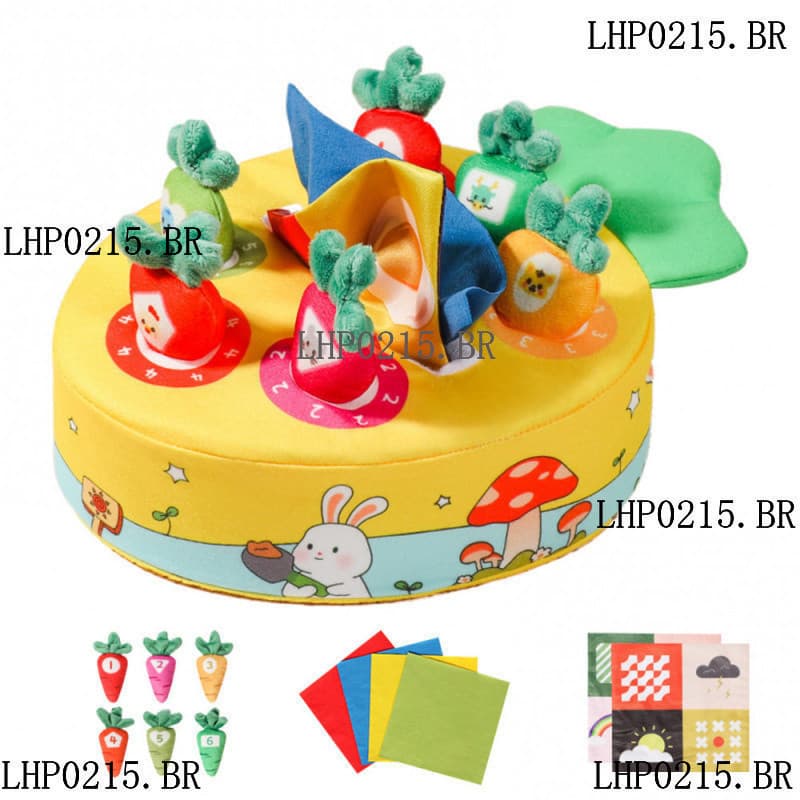 Caixa De Tecido Brinquedo Cenoura Puxando Crianças Sensorial Inclui 6 Cenouras Rabanete Educacional