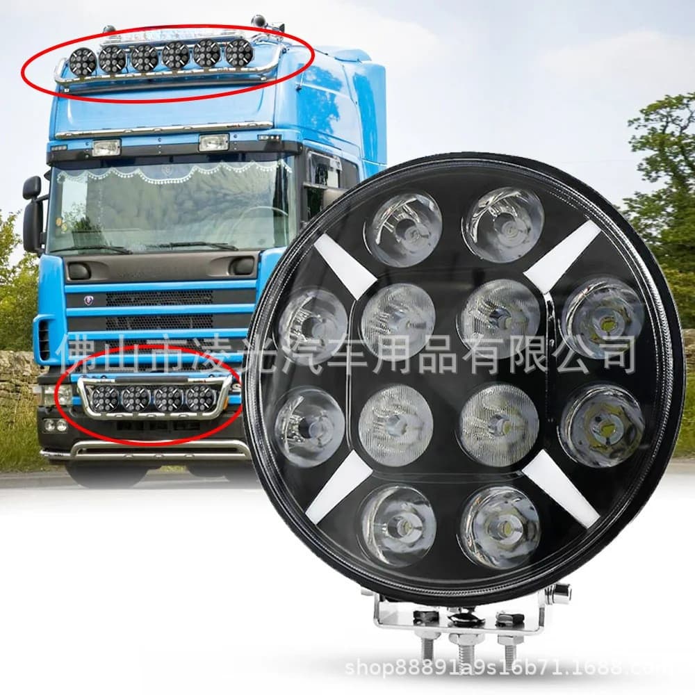 Luz de inspeção para escavadeira Ouka, farol redondo de 9 polegadas para veículos off-road, farol modificado para teto d
