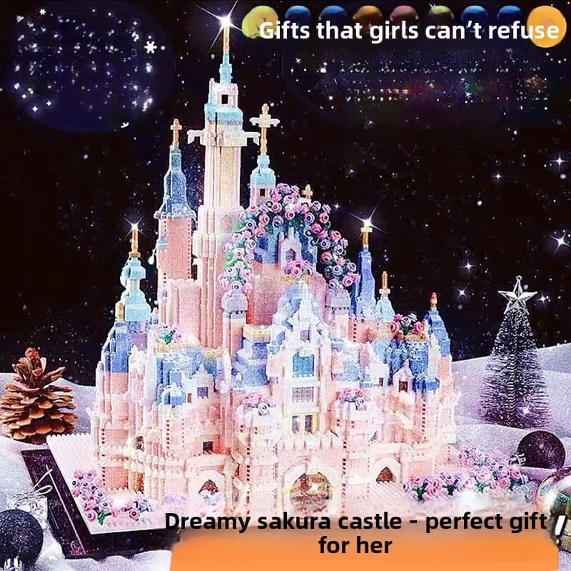 Fantasia princesa castelo montado blocos de construção quebra-cabeça modelo 3D menina Tanabata aniversário ornamentos ro