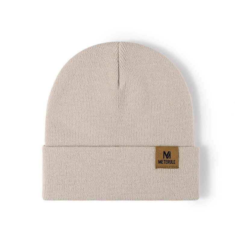 Novo Chapéu De Malha Masculino Com Etiqueta De Couro Letras De Inverno