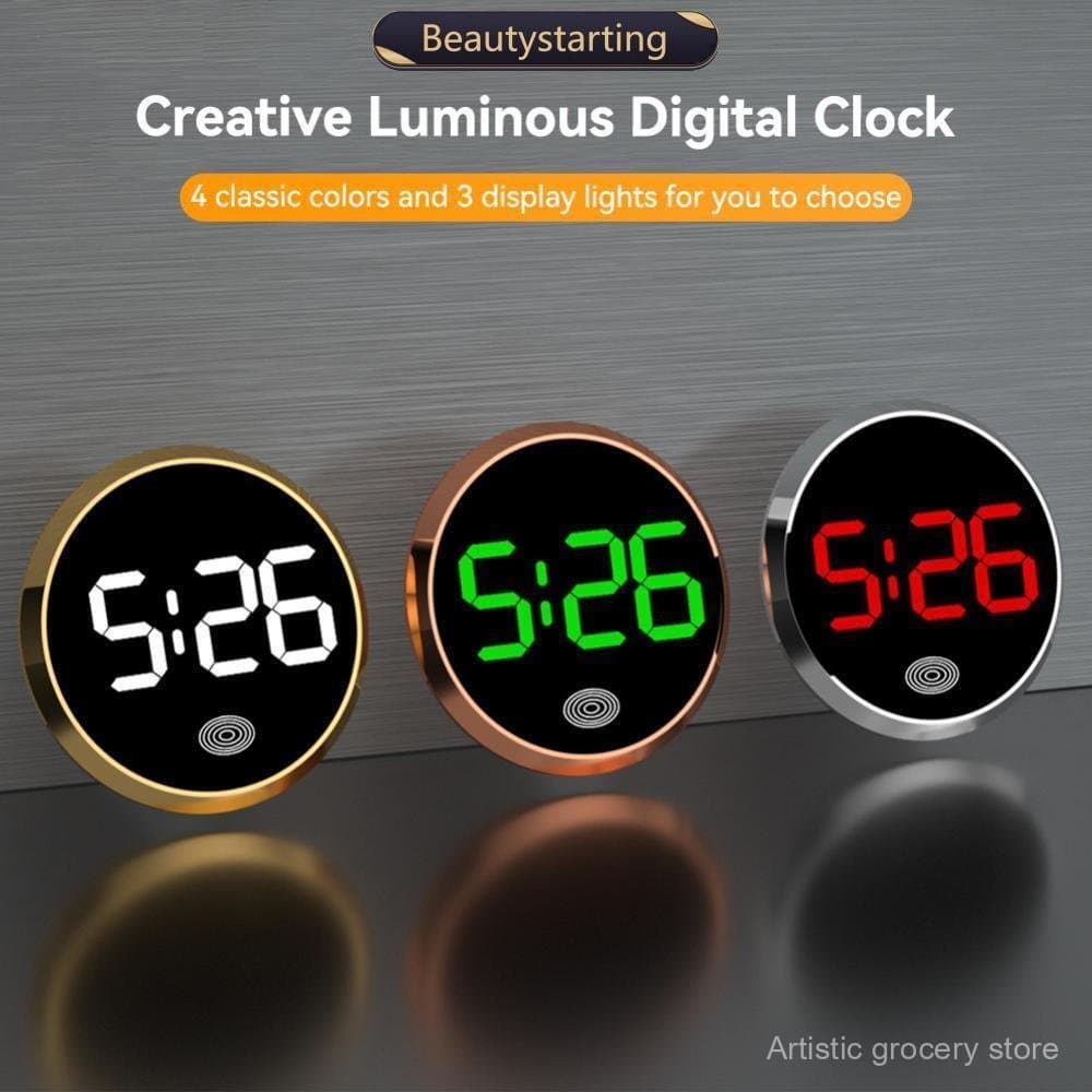 Relógio de Carro LED Luminoso, Relógio Digital Mini Adesivo para Interior de Carro, Acessório Decorativo