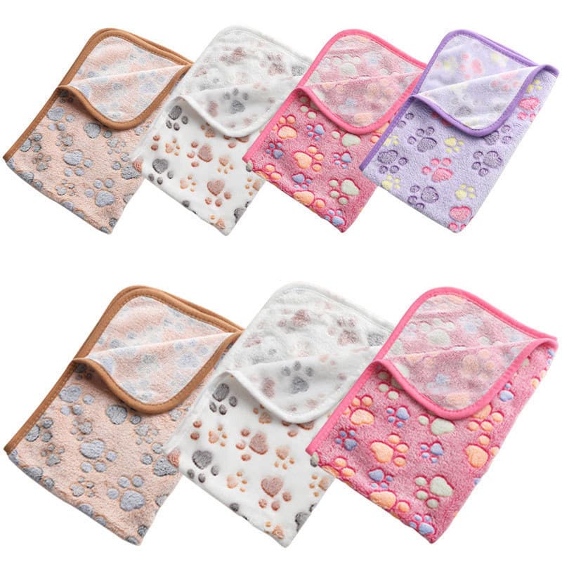 Manta de Veludo Quente para Animais de Estimação com Padrão de Patas/Pontos/Osso, Toalha de Banho para Cães e 2CXX