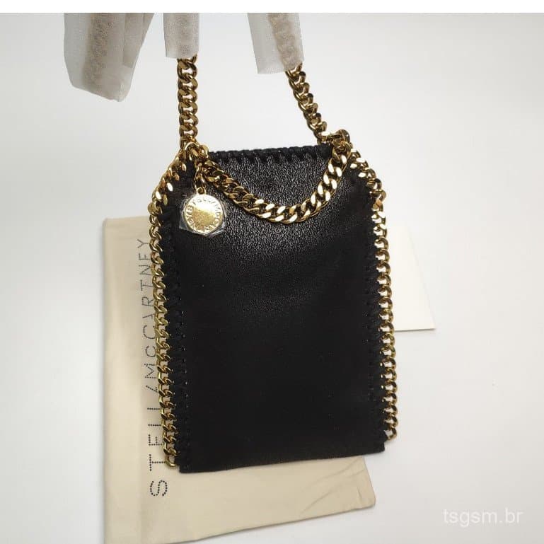 Nova Bolsa de Telefone de Luxo para Mulheres Stella Maccartney, Transversal com Corrente, Bolsos Acolchoados e Alça de O