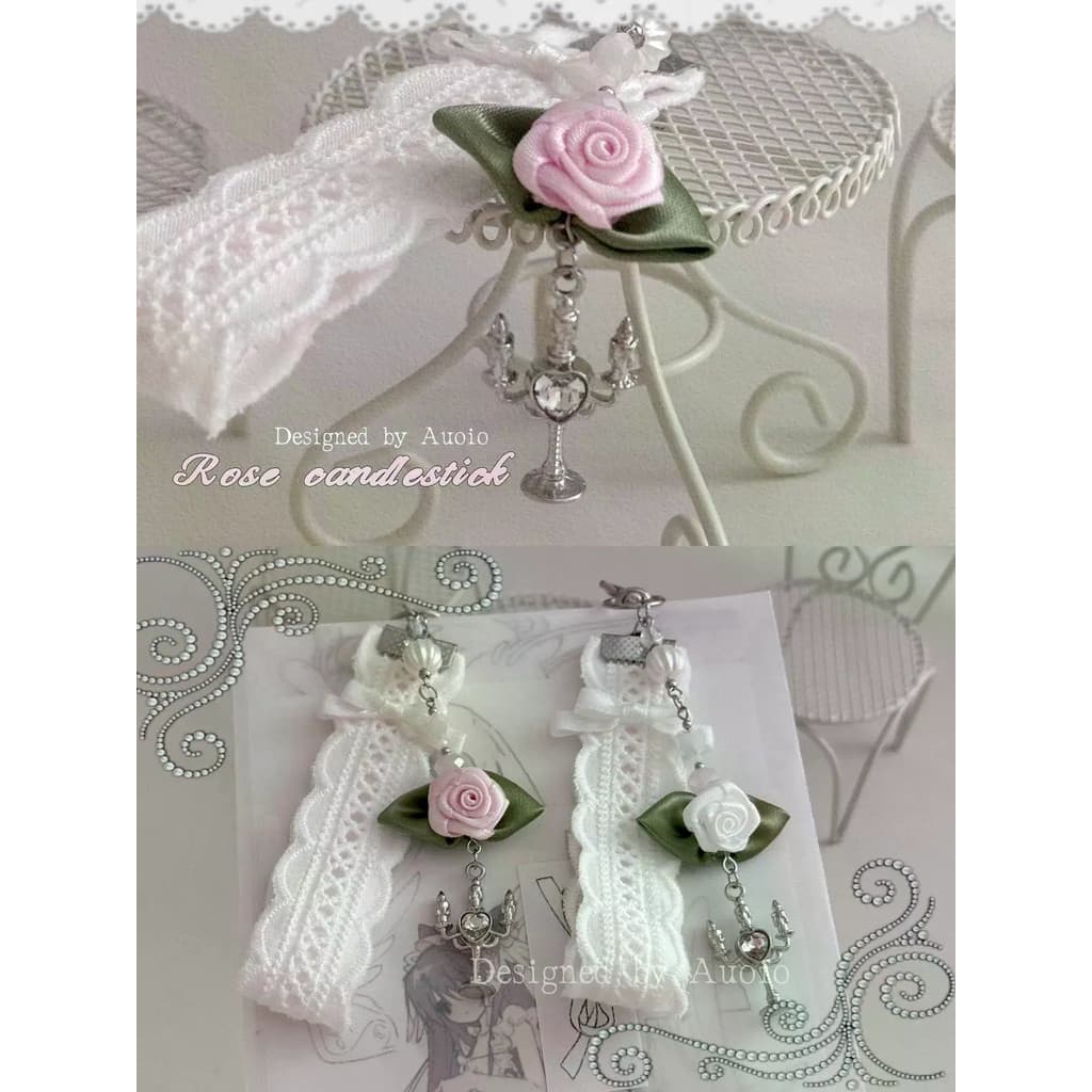 [Castle Rose Candle Holder] Feito à mão frisado caseiro menina coração Jane ins corrente de telefone móvel pingente de c