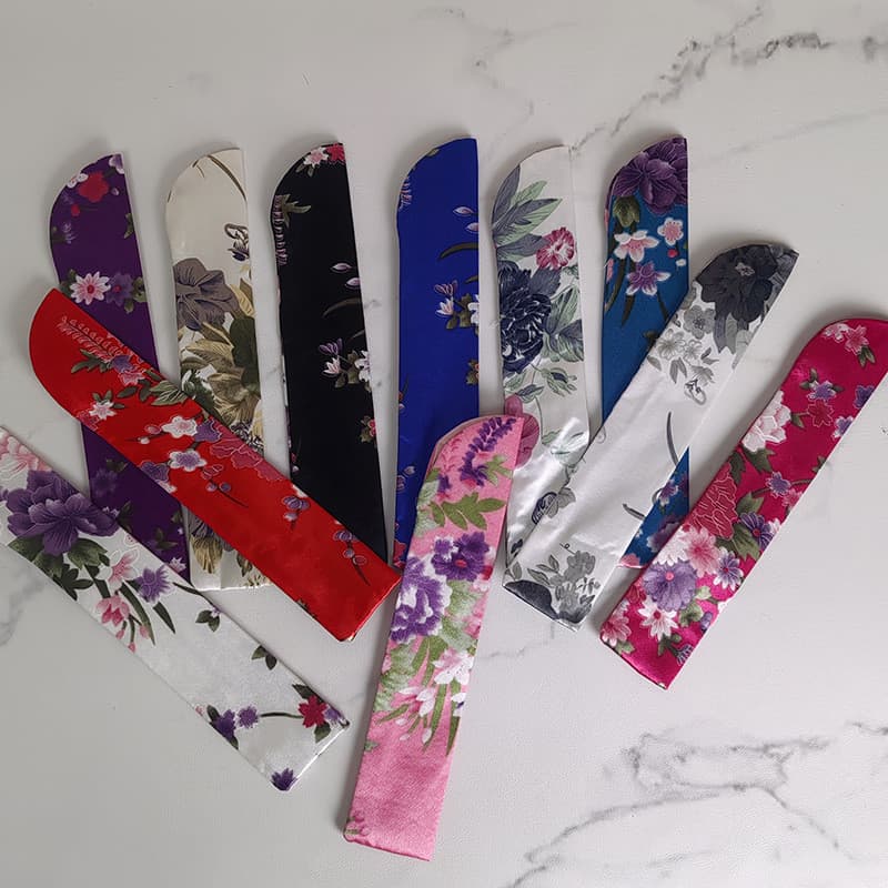 Capa de leque feminina de dupla camada espessa, bolsa de leque de seda, bolsa de leque de cetim para presente, acessório