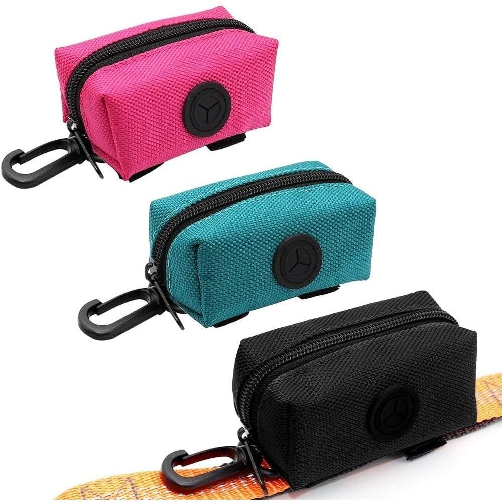 Dispensador de sacos para resíduos de animais de estimação SLOSN de 3 peças, saco portátil para cocô de cachorro com zíp