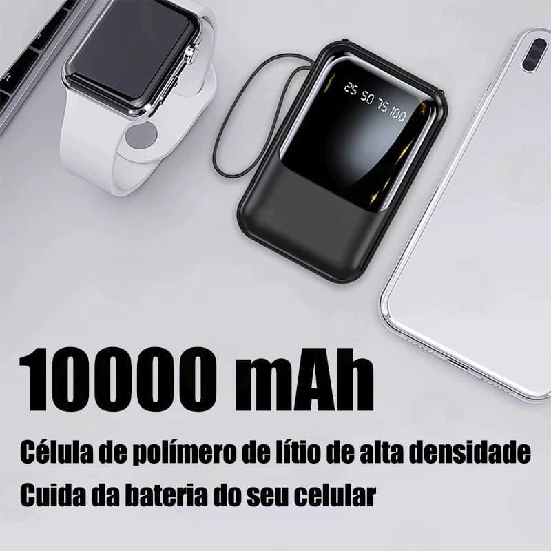 Carregador Portátil 10000mah con 4 cables de carga rápida Banco de energía digital LED-A6