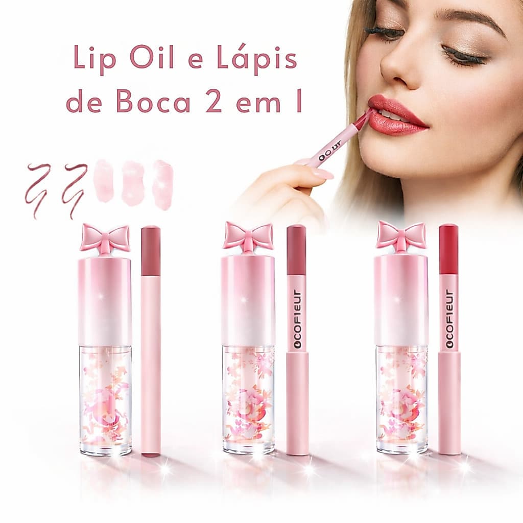 Cocofleur Lip Oil + Lápis de Boca 2 em 1 | Contorno Preciso + Hidratação 4ML