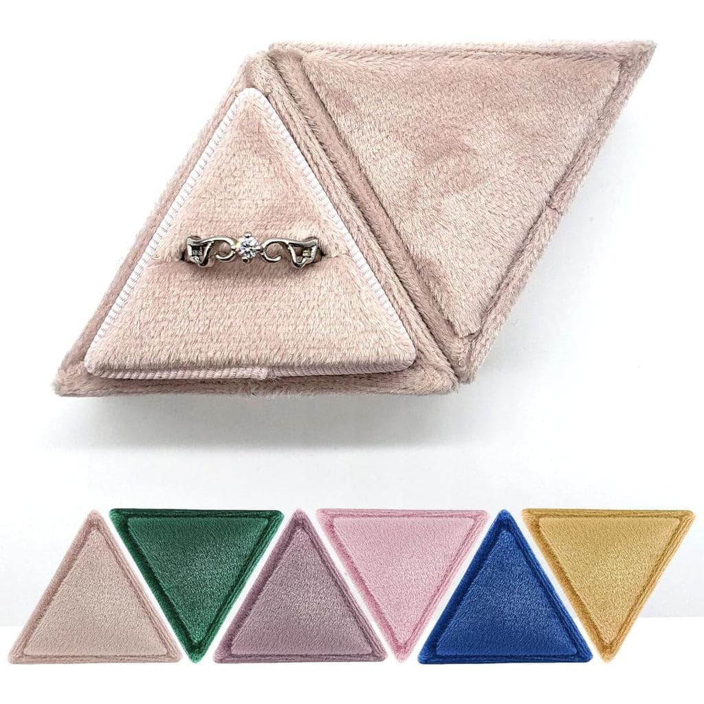 Caixa de Anel Triangular de Veludo Luxuosa para Proposta de Noivado, Presente de Casamento, Pequeno Estojo para Joias pa