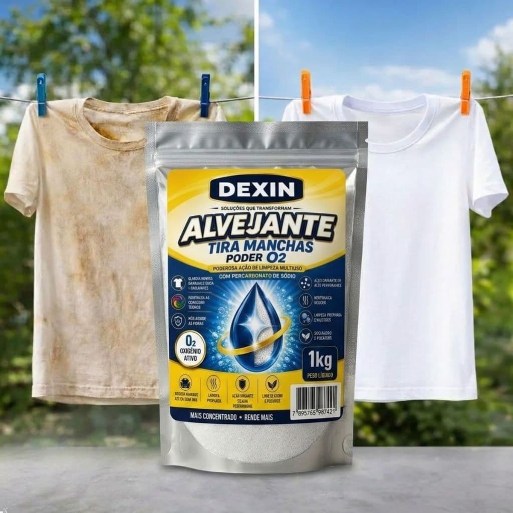 1kg Alvejante Em Pó Poder do O2 Com Percarbonato De Sódio Tira Manchas Dexin Anti-Oxidantes