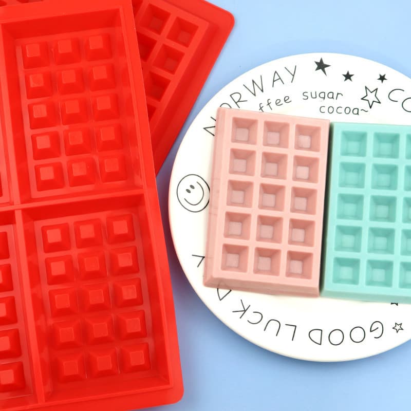 Estoque pronto atacado 4 quadrados de Silicone Waffle biscoito molde bolo sobremesa molde forno resistente a altas tempe