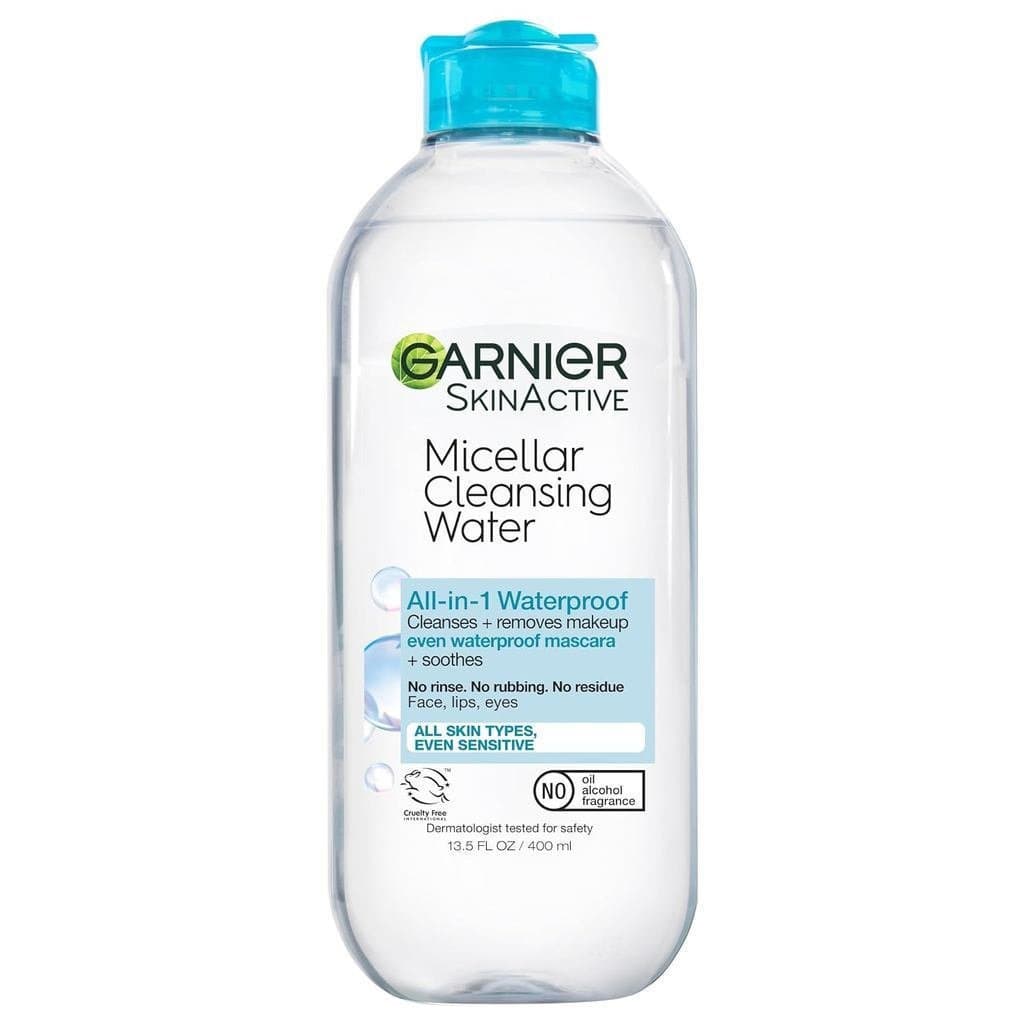 Água Micelar Garnier para Maquiagem à Prova d'Água, Limpador Facial Hidratante e Removedor de Maquiagem, Adequado para P