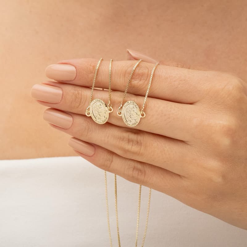 Colar Escapulário Santo Antônio Unissex Ouro 18k Ou Prata 925