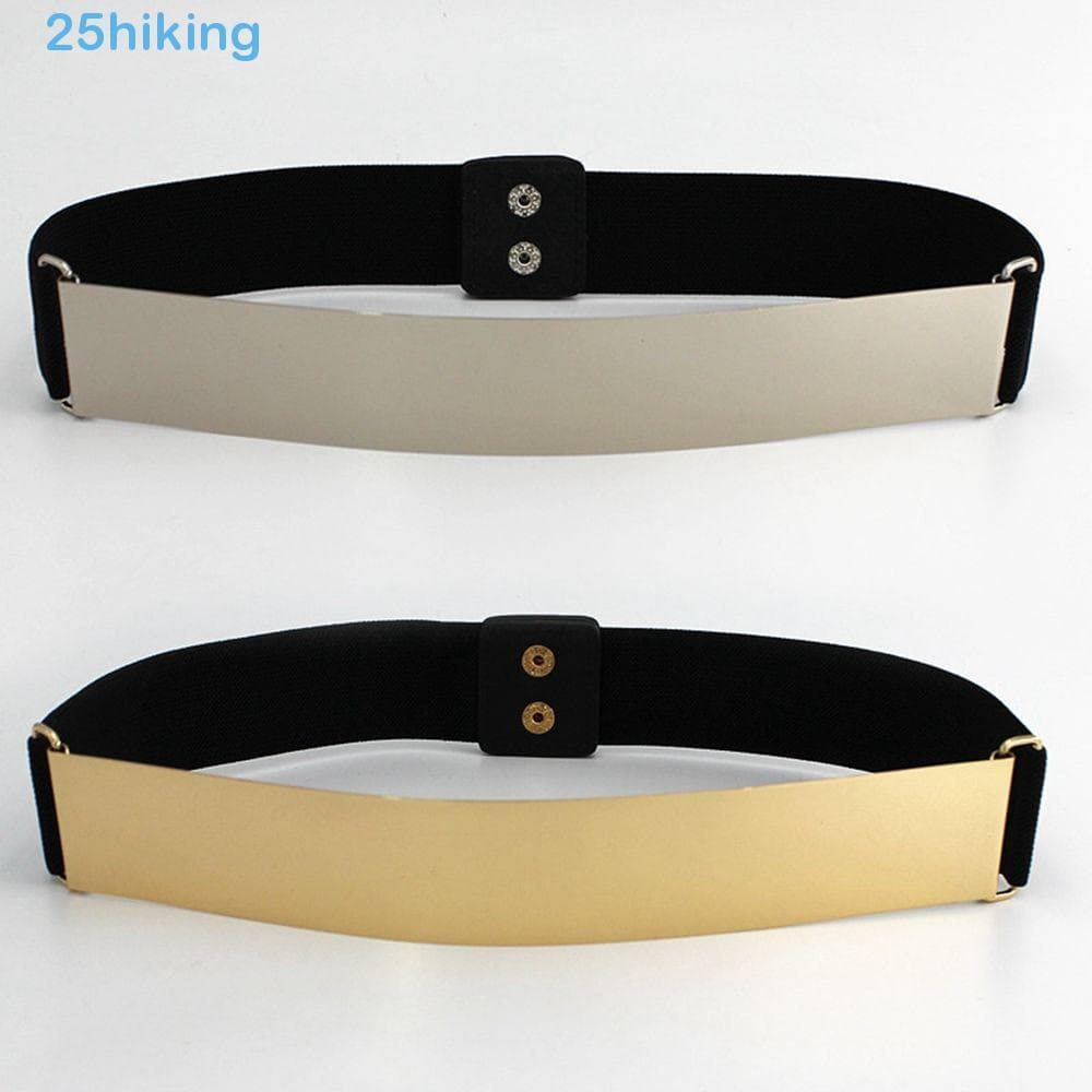 Cinto Elástico De Metal Para Caminhada , Personalidade Simples , Espelho , Prata , Cintura Ajustável ,