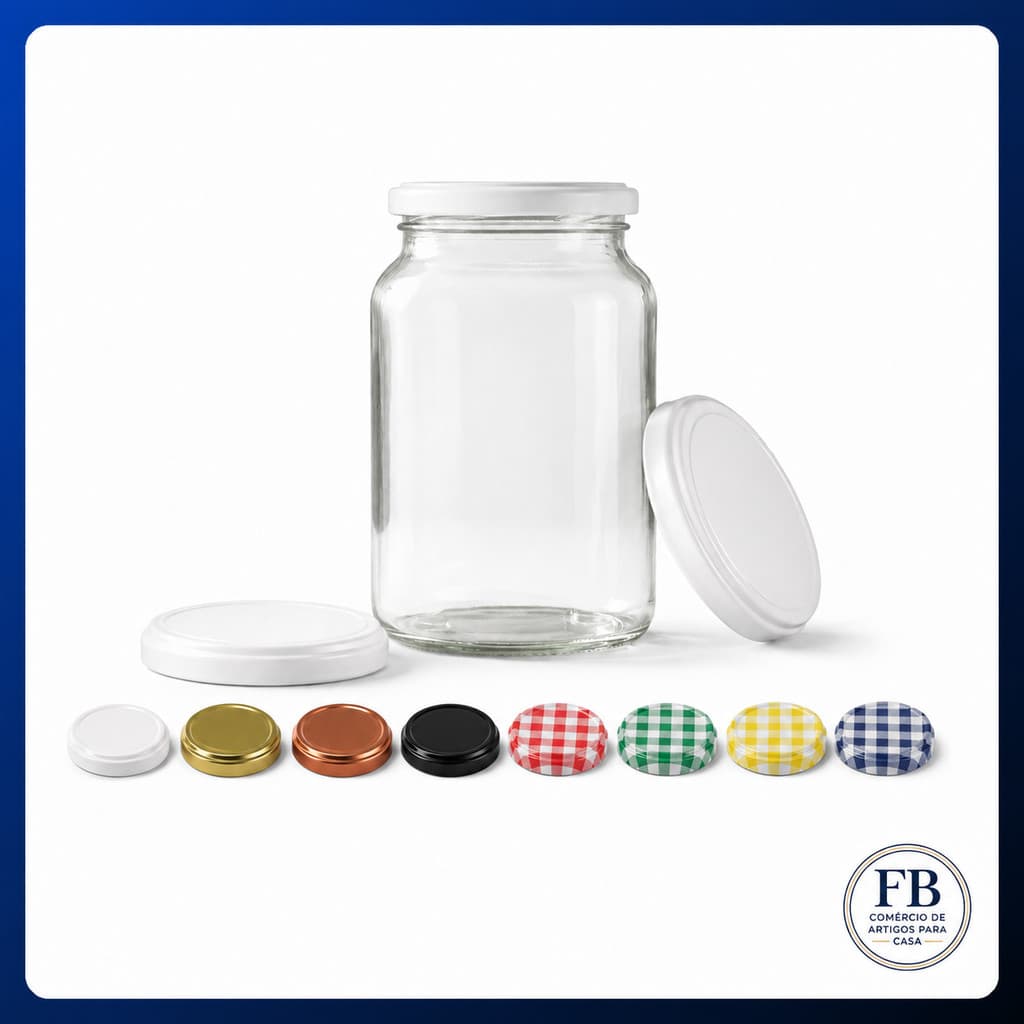 Kit 15 Potes de Vidro Conserva 600ml Tampas Lacres para Palmito Pepino e Doces
