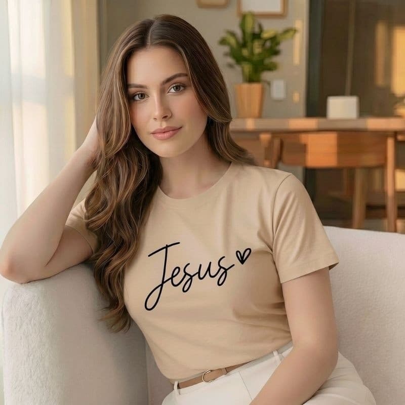Camiseta Tshirt Feminina Cristã Jesus Algodão Confortável