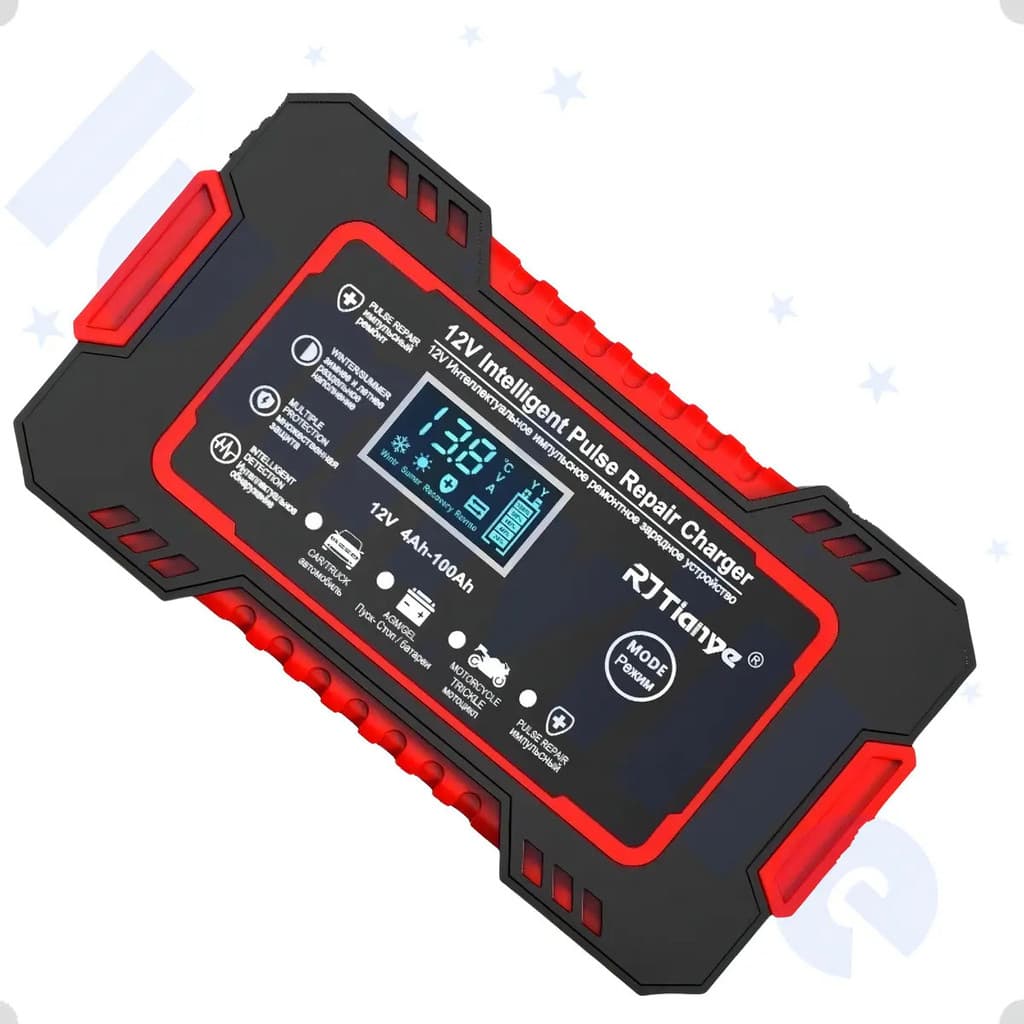Carregador de Bateria de Carro Inteligente 12V Display Digital Automático Reparo de Pulso de Energia