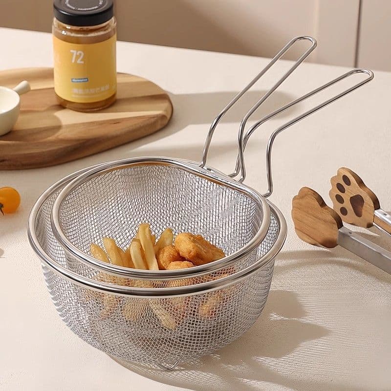 Cesto coador de aço inoxidável, escumadeira, coador de macarrão para cozinha doméstica, para cozinhar macarrão, fritar,