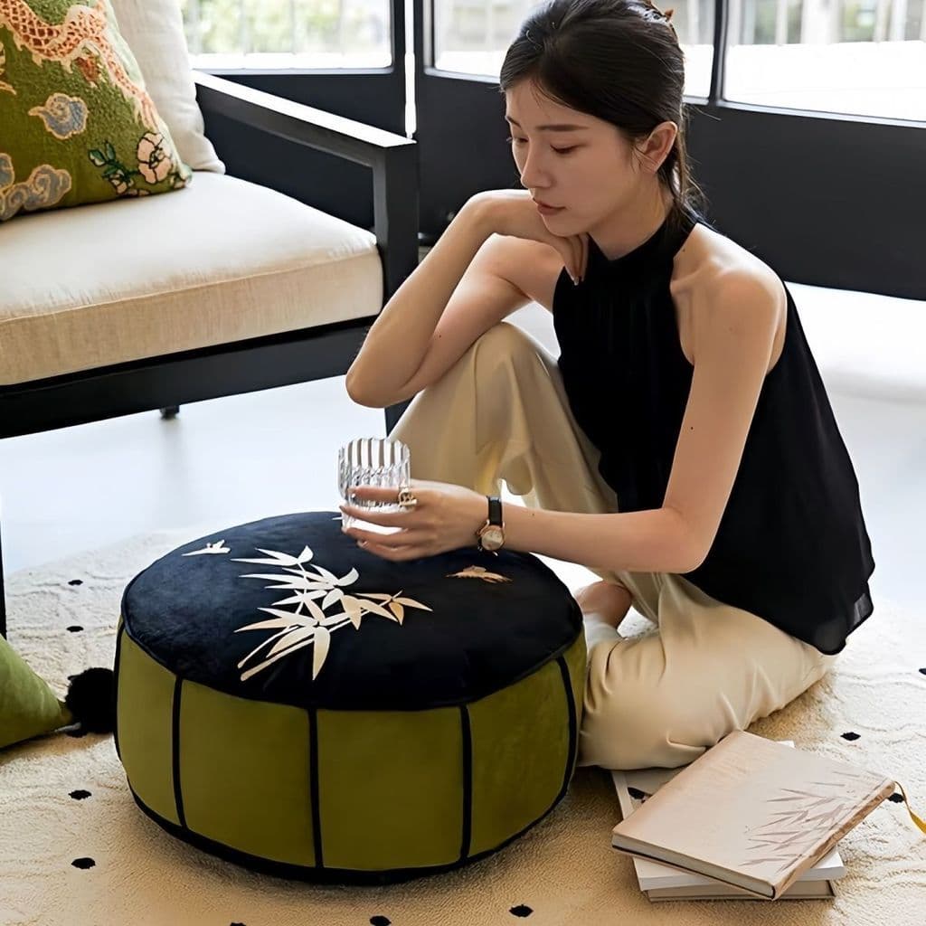 Estilo chinês bordado Futon sentado Dunba mangostão noite removível lavável almofada Tatami sofá preguiçoso