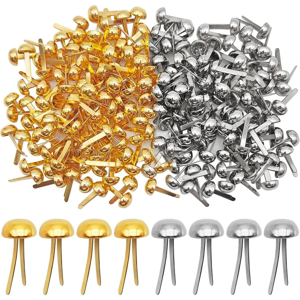 200 Peças de Grampos de Papel de Latão de 1/2 Polegada, Cabeça de 7 MM, Mini Grampos Redondos para Papel, Pinos de Cabeç