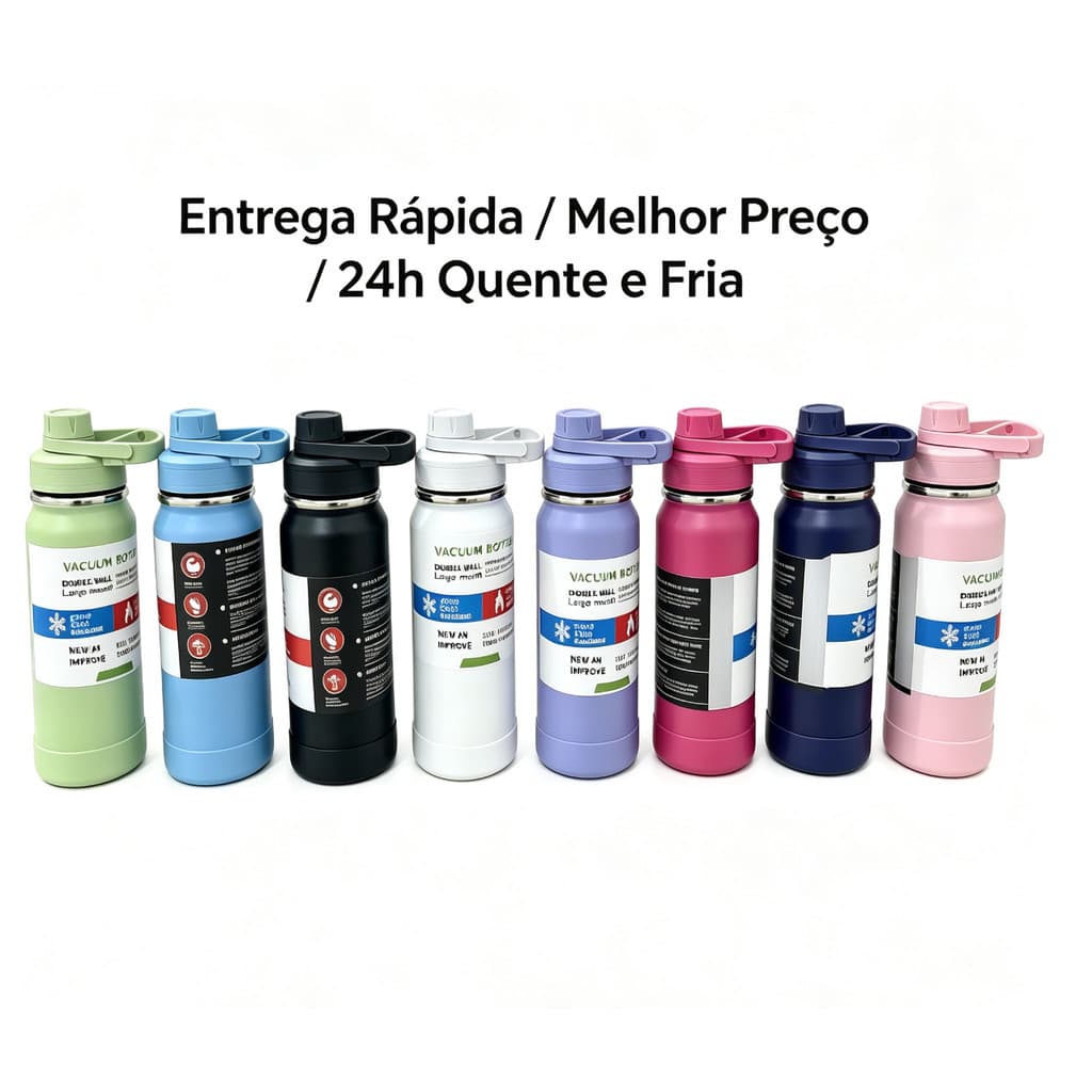 Garrafa Térmica Inox 800ml com Alça Portátil, Mantém Bebidas Geladas e Conserva Gelo, Ideal para Água Gelada